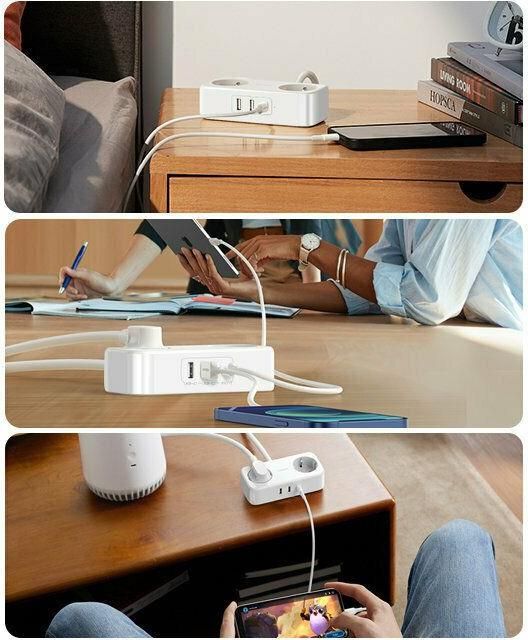 Ugreen Πολύπριζο 2 Θέσεων με 3 USB και Καλώδιο 1.8m Μαύρο - Image 3