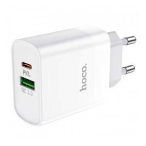 Φορτιστής Ταξιδίου Hoco. DC82 1xUSB-C PD20W 1xUSB-A 18W QC Λευκός