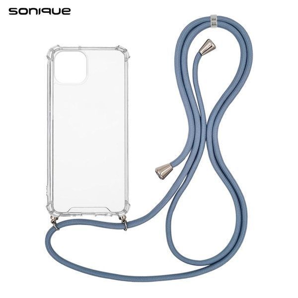 Θήκη Σιλικόνης με Κορδόνι Sonique Armor Clear Apple iPhone 14 Μπλε Γκρι
