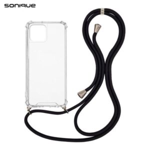 Θήκη Σιλικόνης με Κορδόνι Sonique Armor Clear Apple iPhone 15 Μαύρο