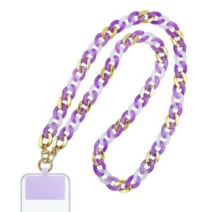 Κολιέ Λουράκι Sonique Golden Charm Ακρυλικό 120cm για Κινητό Λιλά