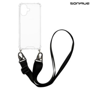 Θήκη Σιλικόνης με Strap Sonique Armor Clear Apple iPhone 16 Μαύρο
