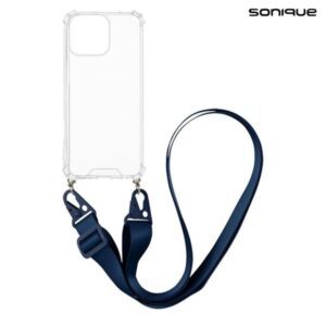 Θήκη Σιλικόνης με Strap Sonique Armor Clear Apple iPhone 16 Pro Max Μπλε Σκούρο