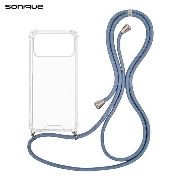 Θήκη Σιλικόνης με Κορδόνι Sonique Armor Clear Apple iPhone 17 Pro Max Μπλε Γκρι