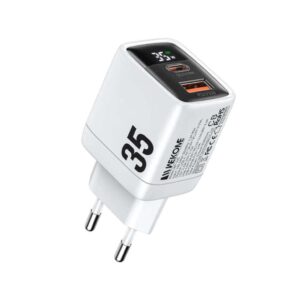 ΑΝΤΑΠΤΟΡΑΣ ΦΟΡΤΙΣΗΣ QC3.0 & POWER DELIVERY GaN USB-A USB-C 35W WP-U25 WHITE ΛΕΥΚΟΣ WEKOME