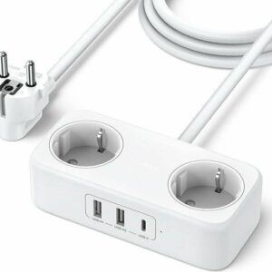 Ugreen Πολύπριζο 2 Θέσεων με 3 USB και Καλώδιο 1.8m Μαύρο