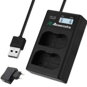Powerextra DS-ENEL15 Dual Battery Charger with USB AC/DC Power Adapter and LCD Display for Nikon EN-EL15 Battery