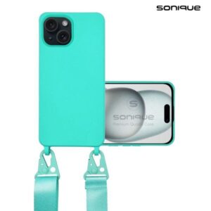 Θήκη Σιλικόνης με Strap CarryHang Sonique Apple iPhone 15 Γαλάζιο