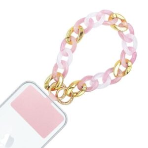 Βραχιόλι Λουράκι Sonique Golden Charm Ακρυλικό 30cm για Κινητό Ροζ