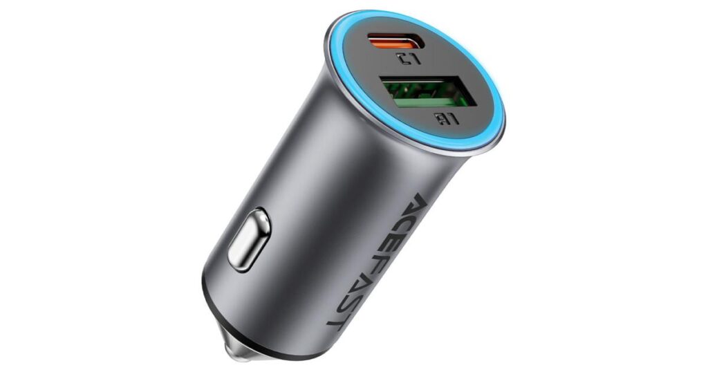 Φορτιστής Αυτοκινήτου Acefast B16 1xUSB-C 1xUSB-A PD95W QC3.0 Αλουμινένιος με Φωτισμό Γκρι